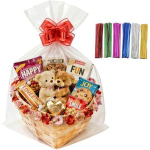 100Pcs 20"x30" Cellophane Treat Bags for Gift Baskets Thcik Cello Gift Bags, 1 Count