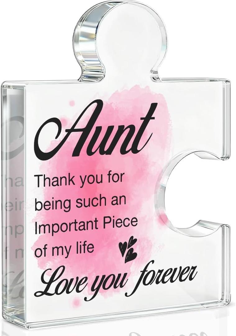 Aunt Gifts from Niece Nephew, Thank You Gifts for Auntie Birthday Christmas Wedding Mothers Day, Aunt Acrylic Puzzle Plaque Decorative