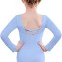 Zaclotre Team Basic Leotards for Girls Long Sleeve Crisscross Ballet Dance Gymnastic Outfits for Kids