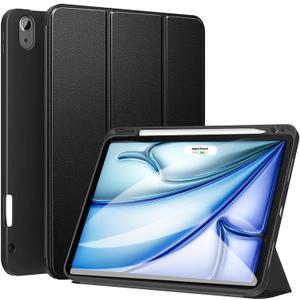 ZtotopCases for iPad Air 11 Inch Case (M3/M2-2025/2024) & iPad Air 5th/4th Gen 10.9 Inch 2022/2020 & iPad Pro 11" 2018 1st with Pencil Holder, Soft TPU Back Slim Trifold Smart Cover, Black
