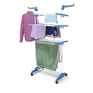 OBBO Prince Jumbo 3-Layer Cloth Drying Rack with Wheels – 2 Pole Foldable Clothes Drying Stand | Easy to Assemble for Indoor & Outdoor Use