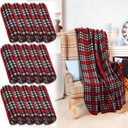 Buryeah 15 Pcs Christmas Buffalo Plaid Throw Blankets Bulk 60 x 50 Inch Tartan Plaid Checkered Warm Throw Blankets Decor for Christmas Couch Sofa Chair Bed Office Home(Style B,Red and Black)