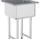 VEVOR Stainless Steel Prep & Utility Sink, 1 Compartment Free Standing Small Sink Include Faucet & legs, 21"x18" Commercial Single Bowl Sinks for Garage, Restaurant, Kitchen, Laundry (Size: Bowl Size 18*18IN)
