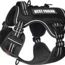 PET MARVEL Tactical Dog Harness for Medium Size, No Pull Military Dog Vest with Easy Control Handle, Molle Hoop & Loop, Adjustable Reflective Reinforced Stich for Walking Training, Black (M(Neck:16-22",Chest:22-33"))