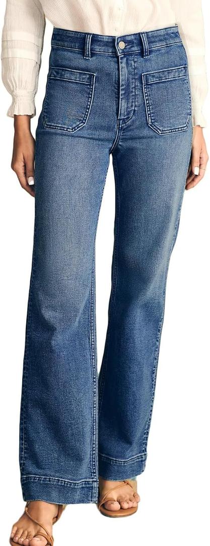 Astylish Women's Wide Leg Jeans High Waisted Stretchy Straight Leg Jeans Loose Trendy Denim Pants with Pocket (Blue, M)