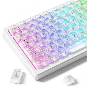 dagaladoo White Clear keycaps,Transparent keycaps 60 75 100 Percent,Ceramic Jelly Key caps Set,Shine Through Key caps,MDA Profile Keyboard Key Cap for Mx Switches Mechanical Keyboard
