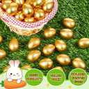 36 Pcs Golden Easter Eggs Plastic, 2.3" Fillable Shiny Gold Metallic Plastic Easter Eggs Empty for Easter Hunt,Party Favor,Basket Stuffers Fillers,Classroom Prize