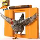 Solar-Powered Automatic Chicken Coop Door, Dual Motor Coop Door with Light Sensor, Timer & Manual Mode, Chicken Opener with Anti-Pinch System, Detachable Controller, Dual Power Options, Weatherproof