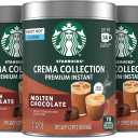 Starbucks Crema Collection Premium Instant Molten Chocolate Flavored Instant Coffee, 100% Arabica Beans, 3 Tins (7.12 Oz Each) 1.34 lb. EXP. 05/19/26