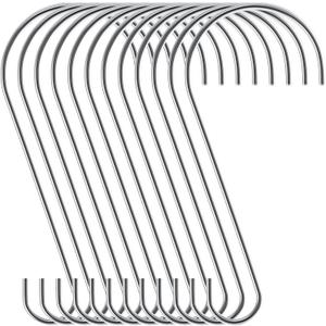 Ripeng 12 Pieces 12 Inch Heavy Duty Big S Hooks Bird Feeder Rustproof Stainless Steel Hook for Garden Tree Branch, Kitchen, Bird House, Plants, Baskets, Lanterns and Bicycles (Sliver)