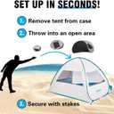 EchoSmile Pop Up Tent for 4 Person Family, Beach Tent Sun Shelter with UPF 50+ UV Protection & Waterproof, Lightweight & Easy Automatic Setup Portable Cabana for Outdoor Travel (Light Blue)