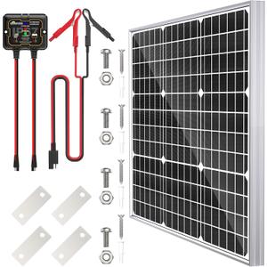 SOLPERK Solar Panel Kit 50W 12V, Waterproof Solar Battery Trickle Charger Maintainer + Smart MPPT Controller + Adjustable Mount Bracket for Boat Car RV Motorcycle(Without Mounting Bracket)