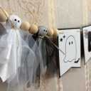 Halloween 1st Highchair Banner,Ghost Black White Birthday Decorations,Spooky One Decor,Black Themed Baby Birthday Party (Black White Ghost Highchair Banner)