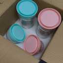 ComSaf 4-Pack 16 oz Overnight Oats Containers with Lids, Dual-Laryer Chia Pudding Jars with Dry and Wet Separation, Yogurt Parfait Cups for Oatmeal Cereal Nut Fruit, Meal Prep Glass Jars for Salad (Green Pink-16oz-4pcs)