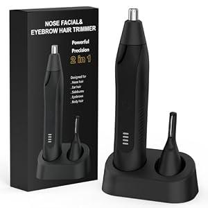 Setonia Nose Hair Trimmers for Men,Rechargeable Eyebrow Trimmer 2 in 1 Painless Multifunctional Ear and Nose Hair Trimmer with Dual Edge Blades Portable Design (Black)
