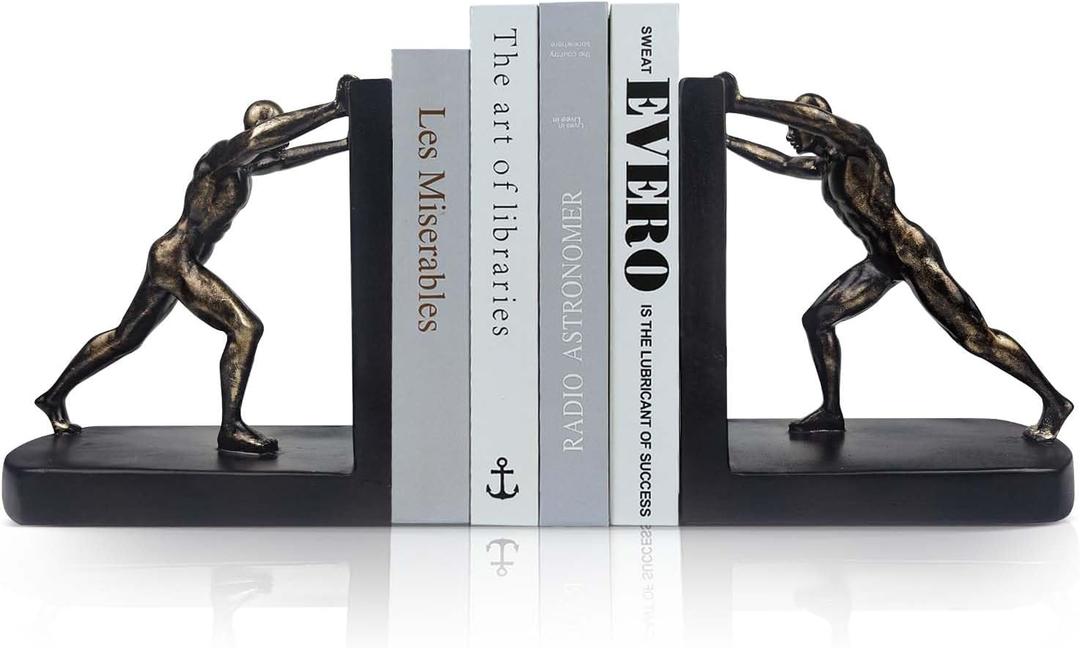 LIFFY Man Decorative Book Ends,7" Resin Non Skid Bookends for Heavy Books,Bookends for Shelves Decorative,Creative Shelf Decorations to Hold Books for Bookshelf,Home,Office,Study