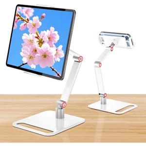 Adjustable Tablet Stand for Desk - Portable Monitor Stand 360 Rotating and Foldable Tablet Holder, Mount for iPad, Samsung Galaxy Tab, Stable and Anti-Slip Design for Office, Home, and Kitchen