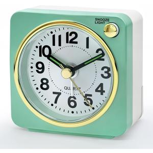 Lamisola Ultra Small Battery Analog Travel Alarm Clock, Retro Bedside Table Clocks for Bedrooms, Desk Clock, Vintage Home Decor for Bathroom Kichen Living Room, Mint