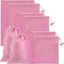 Toy Storage Bags, 6 Pcs Quality Liss Velvet Drawstring Pouch Adjustable Microfiber Toy Organizer Bags Gift Bag Foldable Ditty Bag for Women Men Toys Underwear Sunglasses Cosmetic (Pink 3 Sizes)