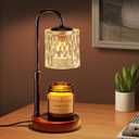 Briever Dimmable Candle Warmer Lamp with Timer, Height Adjustable Electric Candle Wax Warmer, Christmas Birthday Gifts for Women Mom, House Warming Gifts New Home Room Decor, Walnut Solid Wood Base (Black)