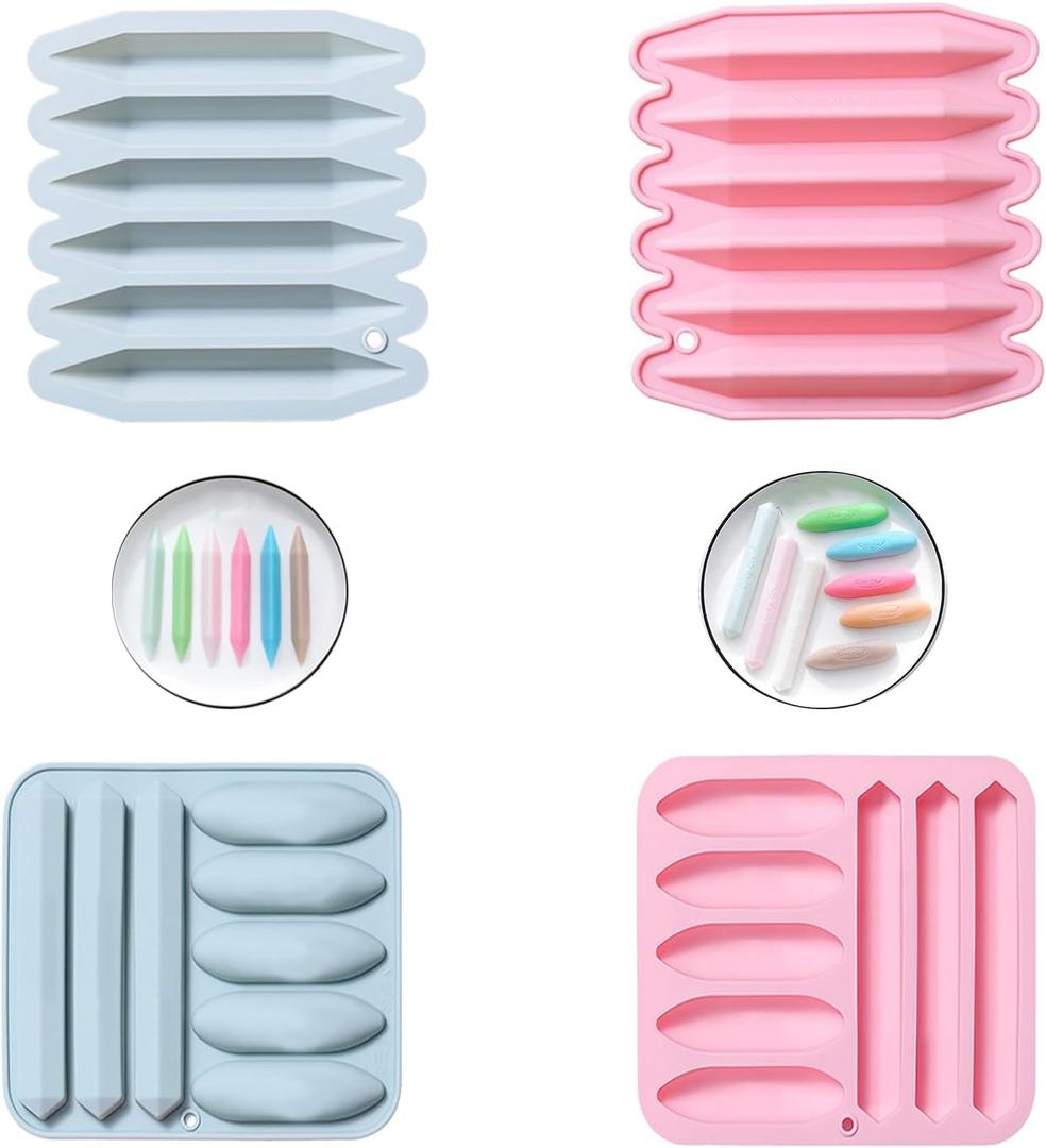 Crayon Molds Silicone Oven Safe - 4 Pack Assorted 3D Reusable Triangular Silicone Mold for Wax Crayons, Candles & Chocolate Making
