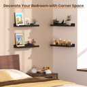 upsimples Floating Shelves for Wall, Wall Shelves for Decor Storage Set of 6, Wall Mounted Wood Shelf for Bedroom, Living Room, Bathroom, Kitchen, Picture Ledge Shelf, Black