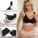 Womens Wireless Bras Comfortable No Underwire Bralettes Full Coverage Everyday Bras (Black, XXL)