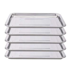 Stainless Steel Tray, 20 Pack Stainless Steel Trays 10 1/2" x 7" Dental Body Piercing Instrument Tool Flat for Supplies (20)