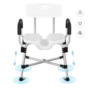Meday Shower Chair for Inside Shower - Heavy Duty Reinforced Crossbar U-Shape Shower Seat for Elderly and Disabled - Adjustable Height Shower Chair with Armrests and Back for Pregnant, Handicap