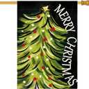 AVOIN colorlife Black Merry Christmas House Flag 28x40 Inch Double Sided, Christmas Tree Xmas Winter Holiday Yard Outdoor Decorative Flag