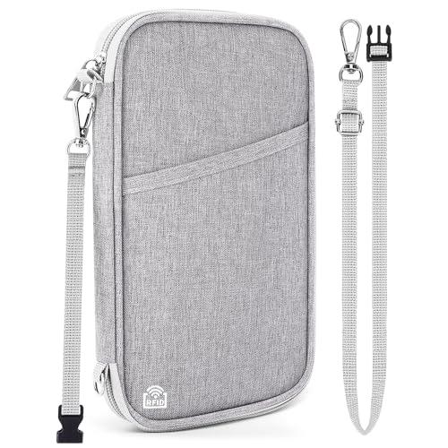 Magimack Family Passport Holder for Travel, RFID Blocking Travel Document Organizer with Flexible Carrying Style, Portable Passport Wallet and Essentials for Trip (Grey)