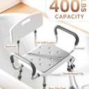 SOUNDFUSE Shower Chair for Inside Shower with Arms and Back, FSA/HSA, Height Adjustable Shower Chair for Elderly and Disabled with Enhanced Non-Slip Feet, 400 lbs Heavy Duty Shower Seat for Seniors