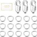 925 Sterling Silver Jewelry Making Lobster Claw 10mm, 23PCS Italian Rectangle Trigger Clasps with Open Jump Rings Set, Small Necklaces Bracelet Connector Clasp Supplies Silver Jewelry Finding Set