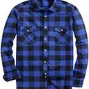 Alimens & Gentle Men's Button Down Regular Fit Long Sleeve Plaid Flannel Casual Shirts Medium