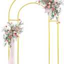7.2FT Gold Double Arch Backdrop Stand, U-Shaped Metal Wedding Arch Frame with Open Back Design for Ceremony Baby Shower Birthday Party Garden Photo Backdrops Decorations