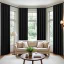 CUCRAF Black Blackout Curtains 84 inch Length 2 Panels Set, Rod Pocket Room Darkening Drapes for Bedroom Living Room, Insulated Thermal Light Blocking Window Curtain (W52 x L84 Inch)