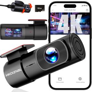 Dash Cam Front and Rear, 4K/2.5K Full UHD Dash Camera for Cars, 1.47 IPS Screen Mini Dashcam, Included 32GB Card, 170Wide Angle, Built-in Wi-Fi, WDR, Night Vision, 24H Parking Mode