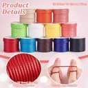  PH PandaHall 132 Yards 12 Colors 2mm Waxed Polyester Cord Waxed Thread Waxed Beading String for Bracelet Necklace Waist Beads Jewelry DIY Craft Making Macrame Supplies, 11 Yards/Roll