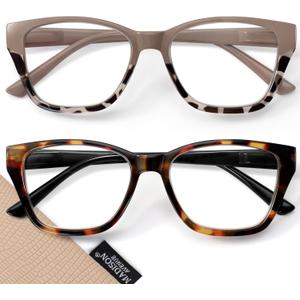 Madison Avenue 2 Pack Cateye Blue Light Blocking Reading Glasses for Women Spring Hinge, Vintage Computer Readers Eyeglasses