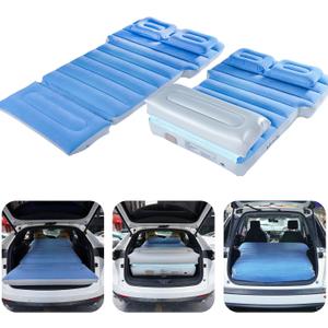 Inflatable Car Air Mattress with Built-in Pump, Adjustable Car Camping Bed Sleeping Pad for Back Seat, Portable Travel with Two Air Pillows