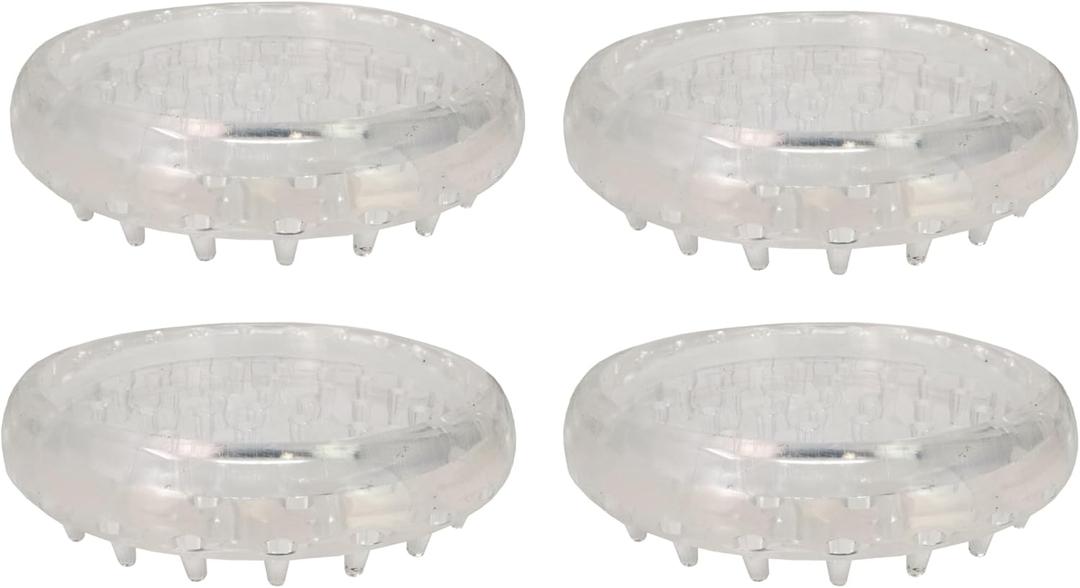 SoftTouch 4680195N Round Spiked Plastic Caster Cups for Short Loop Carpet (3/8" H) - 4 Count (Pack of 1) Clear, 4 inch,