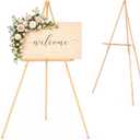 63" Easel Stand for Wedding Signs, Adjustable Wooden Display Easel with Holder, Tripod Floor Easel for Welcome Board, Poster, Picture, Photos, Paintings - Natural, 1 PCS