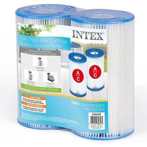 Intex 29002E Type A Pool Filter Cartridge Filter Pumps  Easy-to-Clean  Dacron Paper  Efficient Filtration  Two Pack
