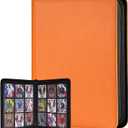 Card Binder for Pokemon Card, 9 Pocket 30 Double-Sided Pages for 540 Card Pocket Premium Zip PU Card Binder for Pokemon, For TCG,MTG,Baseball,Football Trading Card Game (Orange)