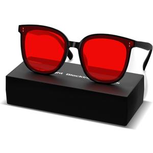 Blue Light Glasses for Woman, Blue Light Glasses Men 99.9% Blue Light Blocking Dual AR Coatings Red Lens, Computer Gaming Glasses, Screen Fatigue & UV Protection