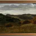 KBKBART Gold Framed Vintage Landscape Wall Art Home Decor, Retro Mountain Vintage Painting Prints, Moody Countryside Farmhouse Landscape Wall Decor, Canvas Wall Art for Living Room Decor Bedroom Home Bathroom Wall Decor(12"x16")
