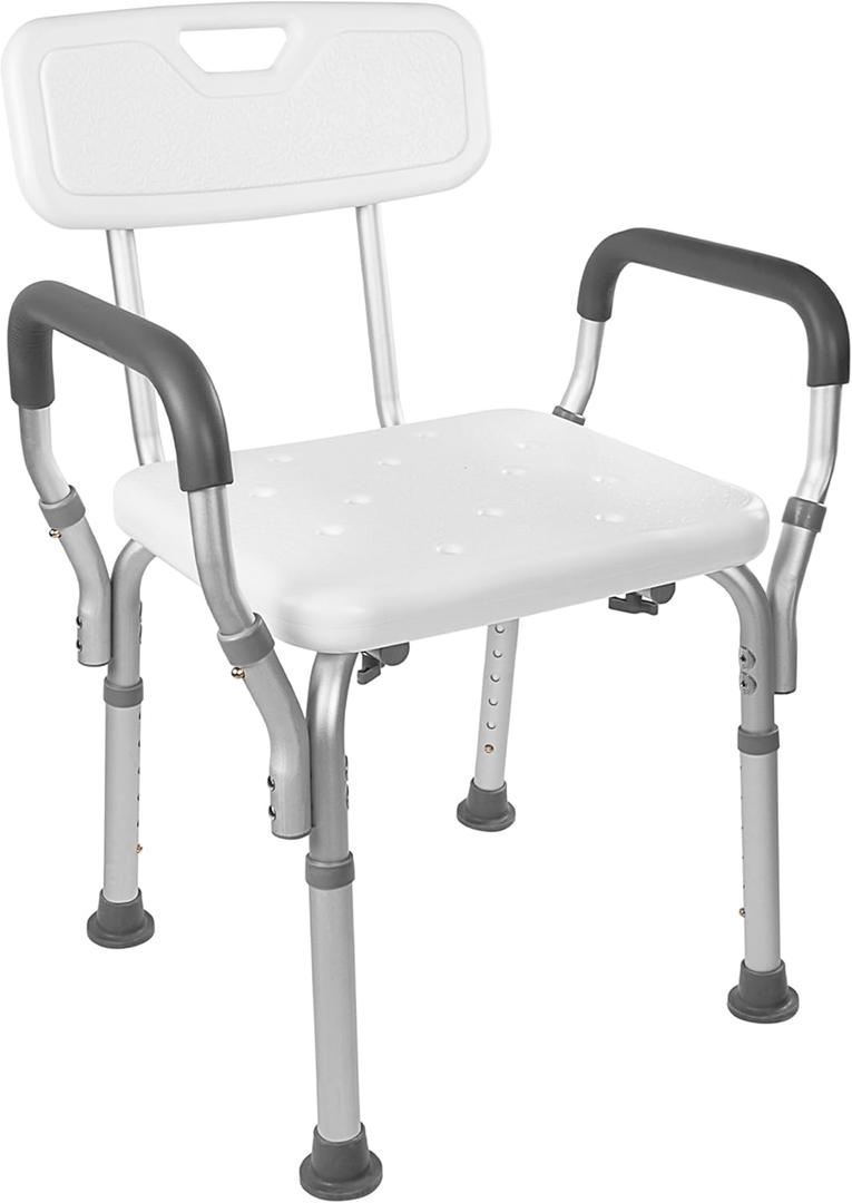 Vaunn FSA/HSA Eligible Medical Shower Chair Bath Seat with Padded Arms, Removable Back and Adjustable Legs for Bathtub Safety and Supports Weight up to 350 lbs
