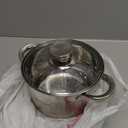 Daniks Standard 3 Quart Stainless Steel Stock Pot with Glass Lid, Try-Ply Bottom for Even Heating, Induction Compatible, Dishwasher Safe, Built-In Measuring Scale, Silver