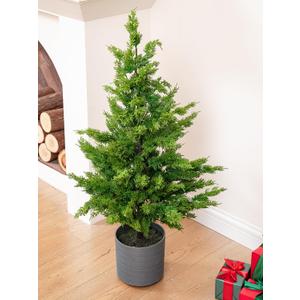 36’’ Cedar Pine Tree with Pot 36’’ Realistic Artificial Small Christmas Tree with Pot for Front Porch Stairs Indoor Outdoor Christmas Decorations