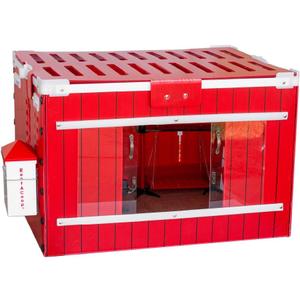 RentACoop Little Red Barn Folding Chick Brooder SetHolds 4 Chicks up to 8 Weeks; Includes Brooder, Heat Plate, Feeder, Waterer, Swing, Hatchling Liners, Jute, LED Light and Security Latch (2025)